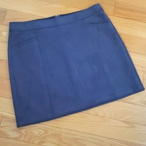 NWT Loft Blue Grey Faux Suede Skirt Size 14